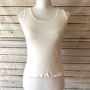 GAIAM High Neck Ribbed Tank Ruffle Trim